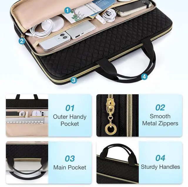 Alt view image 4 of 5 - BAGSMART Laptop Sleeve Case, 13.3 inch Laptop Carrying Case with Travel Electronic Organizer Case, Cord Organizer Storage Bag for Women