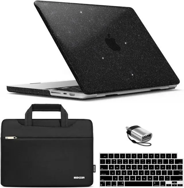 Main image of IBENZER Case for MacBook Pro 14 Inch Case 2025 2024 M4 M3 M2 M1 A3112 A3185 A3401 A2918 A2992 A2779 A2442 Pro/Max, HardShellCase & SleeveBag &KeyboardCover &Type-c(2025-2021), StarBlack, T14STARBK+3