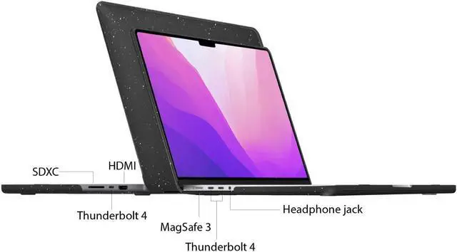 Alt view image 3 of 5 - IBENZER Case for MacBook Pro 14 Inch Case 2025 2024 M4 M3 M2 M1 A3112 A3185 A3401 A2918 A2992 A2779 A2442 Pro/Max, HardShellCase & SleeveBag &KeyboardCover &Type-c(2025-2021), StarBlack, T14STARBK+3