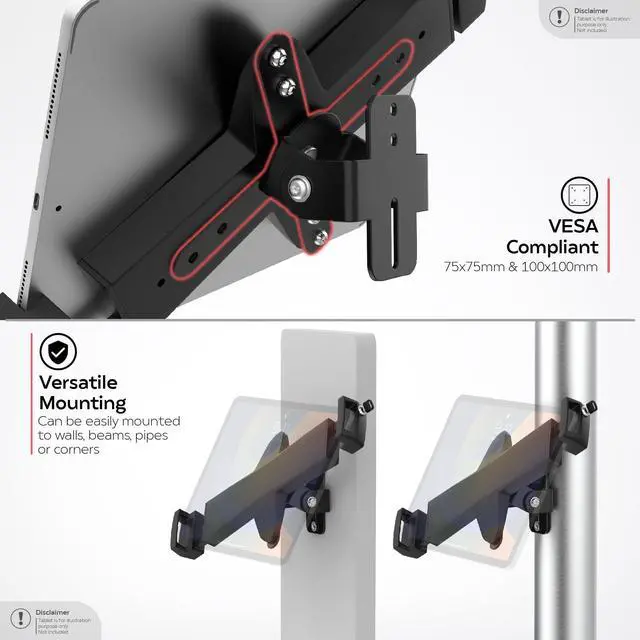 Alt view image 4 of 5 - CTA Tablet Wall Mount Holder - Universal Security Tablet Mount for Poles & Walls - for iPad 10th Gen 10.9 - iPad 7/8/9 Gen - iPad Pro 1/2/3/4/5 - iPad Air 3 & 4 and More 8" -12.9 Tablets