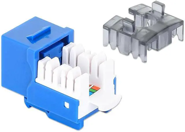 Alt view image 2 of 5 - Intellinet Cat6 Keystone Jack with Punch-Down Stand -25 Pack - UL Listed - RJ45 Female Modular UTP Ethernet Jack Insert -25 Dust Covers and Cable Ties Included-Lifetime Mfg Warranty- Blue 772136
