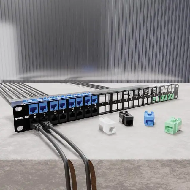 Alt view image 5 of 5 - Intellinet Cat6 Keystone Jack with Punch-Down Stand -25 Pack - UL Listed - RJ45 Female Modular UTP Ethernet Jack Insert -25 Dust Covers and Cable Ties Included-Lifetime Mfg Warranty- Blue 772136