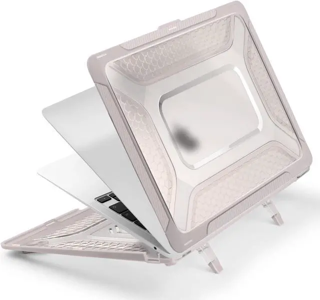 Alt view image 4 of 5 - Shockproof Anti-drop protective Case Perfectly fit for MacBook Air 13 inch with touch id type-c port 2018-2021 Release Model Numbers:A2337 M1, A2179/A1932Cover, Khaki