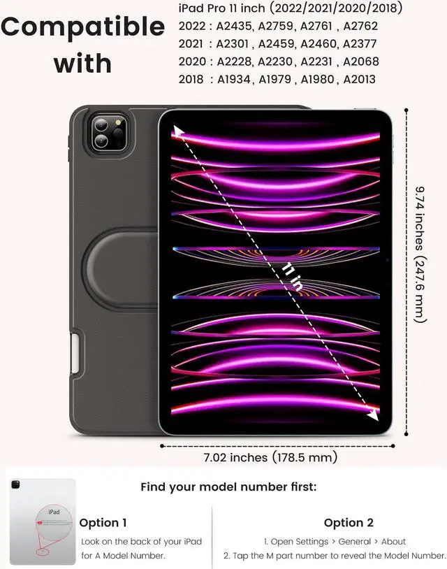 Alt view image 2 of 5 - INFILAND for iPad Pro 11 inch case(4th / 3rd Generation) 2022/2021, Removable Magnetic Cover, Vertical/Horizontal Adjustable Stand, Enhanced Viewing, Multiple Angles, Space Gray