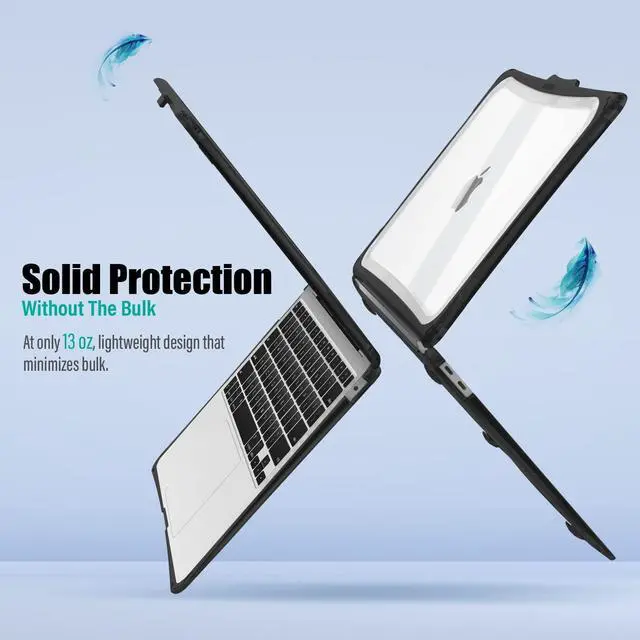 Alt view image 4 of 5 - IBENZER Hexpact Compatible with MacBook Air 13 Inch Case 2022 2021 2020 M1 A2337 A2179 A1932, Heavy Duty Protective Case with Screen Lock for Mac Air 13 with Touch ID, Black, AT13-BK