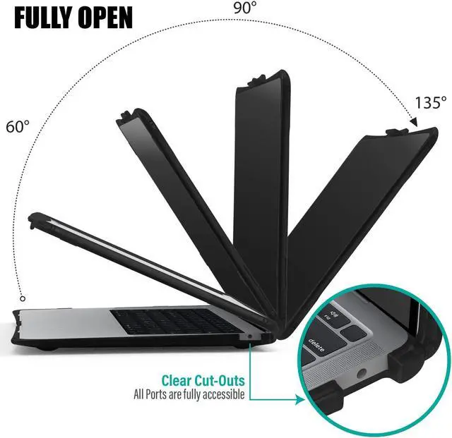 Alt view image 5 of 5 - IBENZER Hexpact Compatible with MacBook Air 13 Inch Case 2022 2021 2020 M1 A2337 A2179 A1932, Heavy Duty Protective Case with Screen Lock for Mac Air 13 with Touch ID, Black, AT13-BK