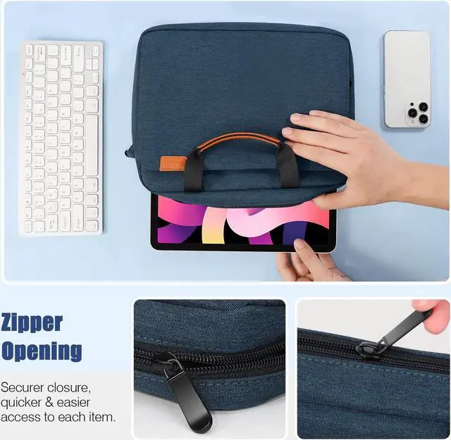 Alt view image 5 of 5 - MoKo 9-11 Inch Tablet Sleeve Case, Protective Handle Shoulder Bag Fits 11inch iPad Air M3, iPad A16 2025, 10/9/8/7th 10.2, iPadPro 11, Tab S8/S9 11", Surface Go 2/3 10.5, Indigo