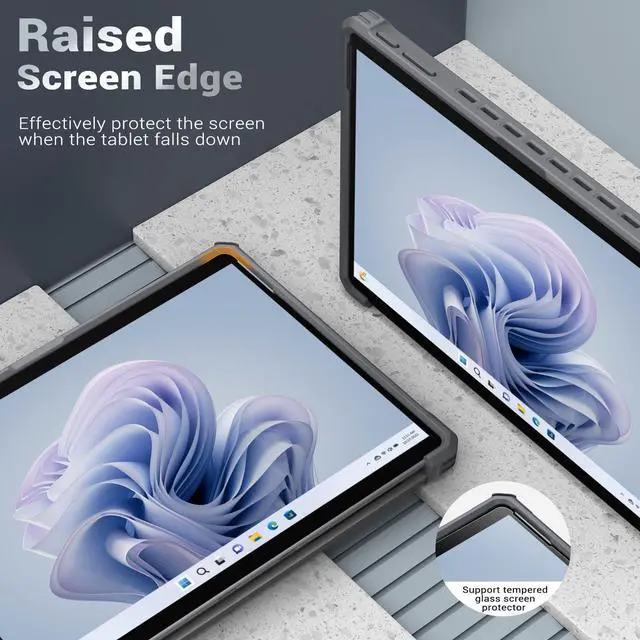 Alt view image 4 of 5 - MoKo Case Compatible with Microsoft Surface Pro 11, Surface Pro 10, Surface Pro 9 13 Inch, All-in-One Protective Rugged Cover with Hand Strap, Compatible with Type Cover Keyboard, Dark Gray