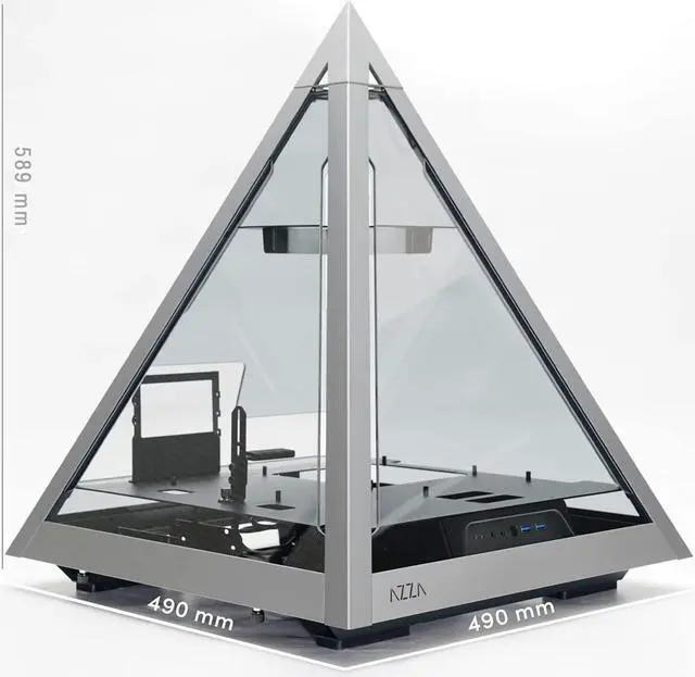 Alt view image 2 of 5 - AZZA Pyramid L PCIE 4.0 - All Sides Tempered Glass ATX Mid Tower Gaming Computer Case - Front I/O USB Type-C Port - 1x 120 mm AZZA Hurricane III ARGB Fan Included.