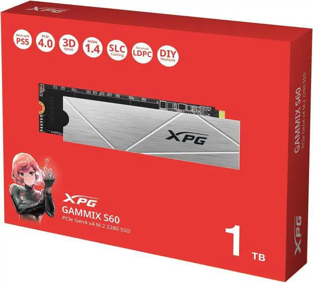 Alt view image 3 of 5 - XPG GAMMIX S60 Blade PCIe Gen4 x4 M.2 2280 Solid State Drive, 1TB Gaming SSD with Heat Spreader R/W Speed up to 5000/3200