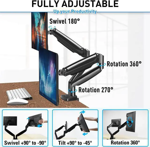 Alt view image 3 of 5 - MOUNTUP Ultrawide Dual Monitor Desk Mount& 3 Monitor Stand Bundle