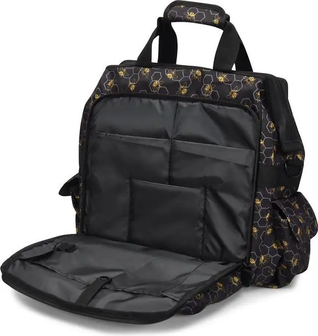 Alt view image 4 of 5 - Nurse Mates Ultimate Nursing Bag | Multiple Compartments | Interior Laptop Compartment | Durable Zippers | Busy Bees