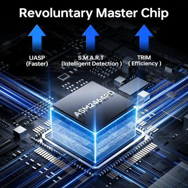 Alt view image 4 of 5 - 40Gbps M.2 NVMe Enclosure with Cooling Fan,Thunderbolt SSD Enclosure for M1 Pro/Max Mac,MOKiN Aluminum M.2 Enclosure Support M/B+M Key Size 2280/2260/2242 Compatible with Thunderbolt 3/4/USB4/3.2/3.1