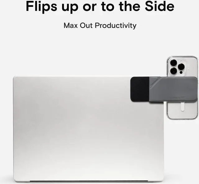 Alt view image 2 of 5 - MOFT Magnetic Laptop iPhone Mount, Continuity Camera Mount, Foldaway Portable Laptop Top & Side Holder for Dual-Screen Setup - Gray