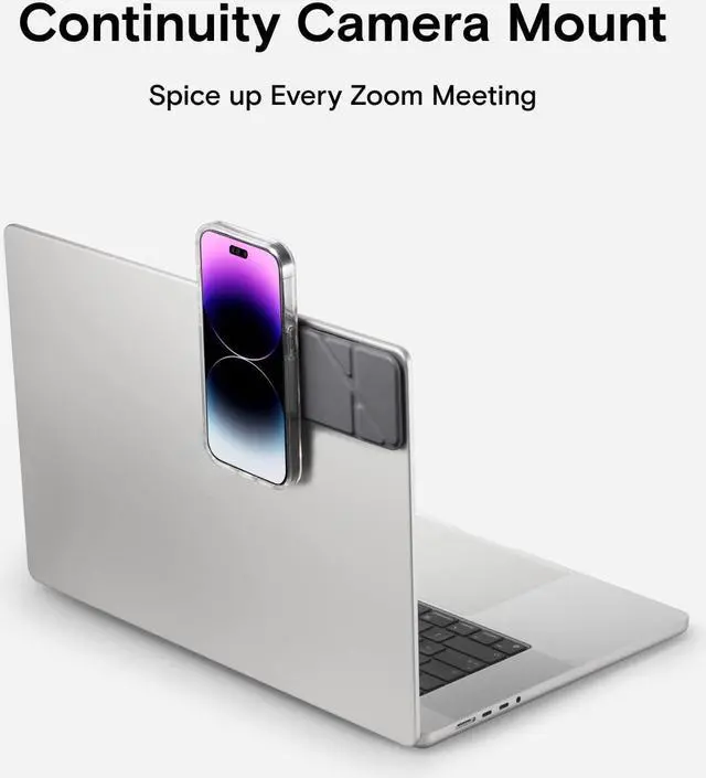 Alt view image 3 of 5 - MOFT Magnetic Laptop iPhone Mount, Continuity Camera Mount, Foldaway Portable Laptop Top & Side Holder for Dual-Screen Setup - Gray