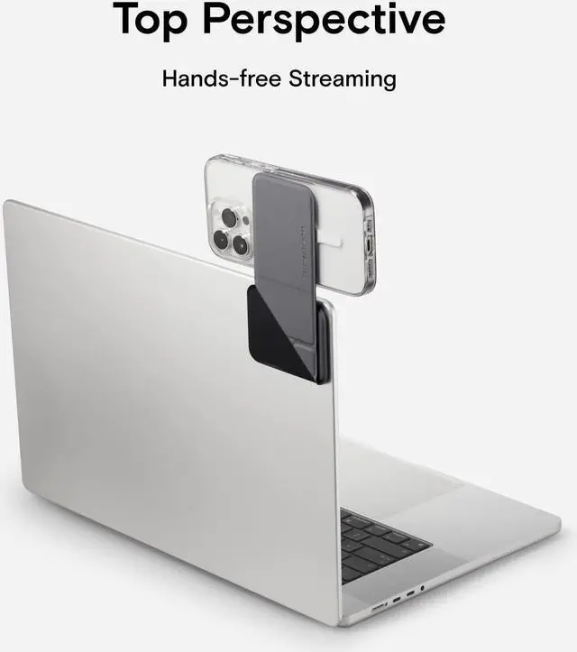 Alt view image 4 of 5 - MOFT Magnetic Laptop iPhone Mount, Continuity Camera Mount, Foldaway Portable Laptop Top & Side Holder for Dual-Screen Setup - Gray