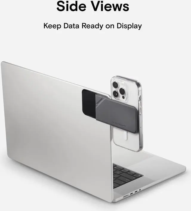 Alt view image 5 of 5 - MOFT Magnetic Laptop iPhone Mount, Continuity Camera Mount, Foldaway Portable Laptop Top & Side Holder for Dual-Screen Setup - Gray