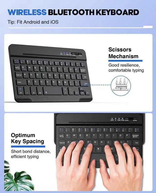 Alt view image 5 of 5 - MoKo Universal Keyboard Case for 7", 7.9", 8" iPad Mini/Samsung Galaxy Tab A/Huawei Tablet, Lightweight Tablet Cover with Removable Wireless Bluetooth Keyboard, Black