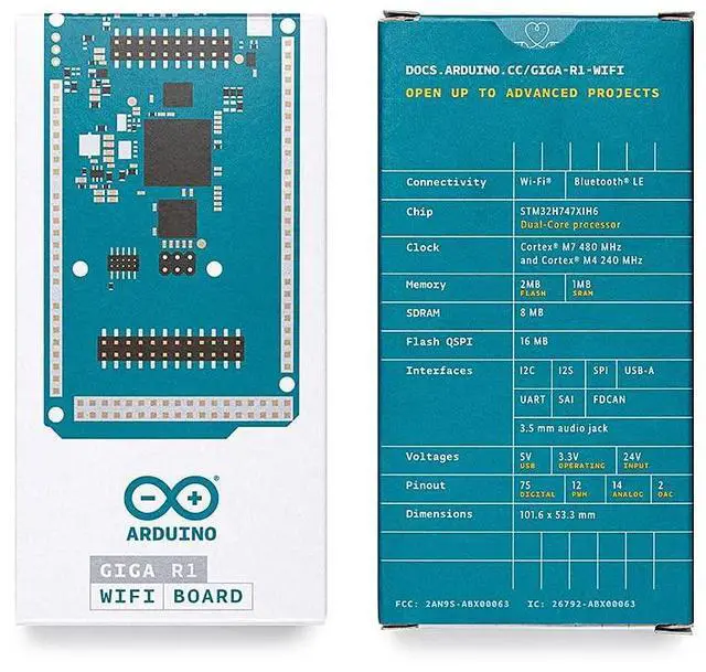 Alt view image 5 of 5 - Arduino Giga R1 WiFi [ABX00063]  High-Performance Microcontroller with Dual-Core ARM Cortex-M7 & M4, Wi-Fi, Bluetooth, and Advanced I/O for IoT & Edge Computing