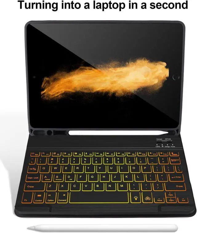 Alt view image 4 of 5 - Keyboard Case for iPad 9/8/7th Gen 10.2,Case with Keyboard ipad 10.2 inch,Keyboard for iPad 9th Gen,Detachable Bluetooth Keyboard for iPad 10.2 ,iPad keyboard Case 9th Gen with Pencil Holder,Black-L