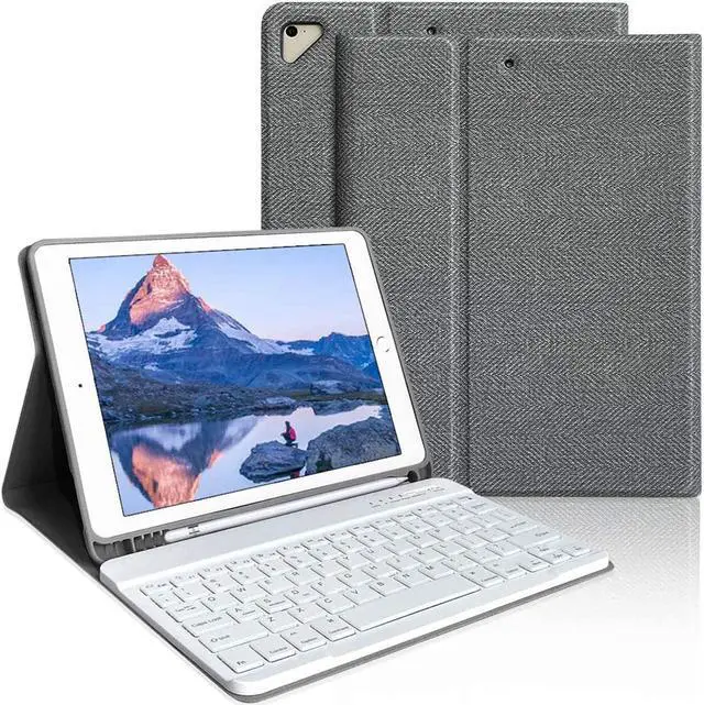 Main image of aMZCaSE for iPad Pro 9.7 Inch Case with Keyboard for iPad 6th Generation(2018),for iPad 5th Generation(2017),for iPad Air 2/1 Case with Keyboard with Wireless Detachable Bluetooth Keyboard,Grey