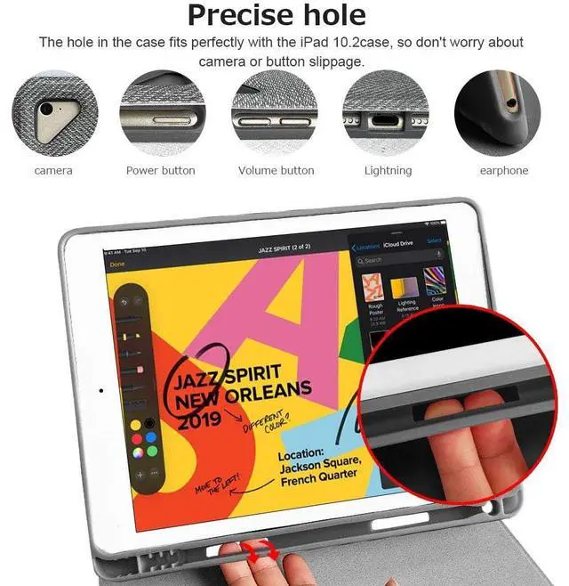 Alt view image 4 of 5 - aMZCaSE for iPad Pro 9.7 Inch Case with Keyboard for iPad 6th Generation(2018),for iPad 5th Generation(2017),for iPad Air 2/1 Case with Keyboard with Wireless Detachable Bluetooth Keyboard,Grey