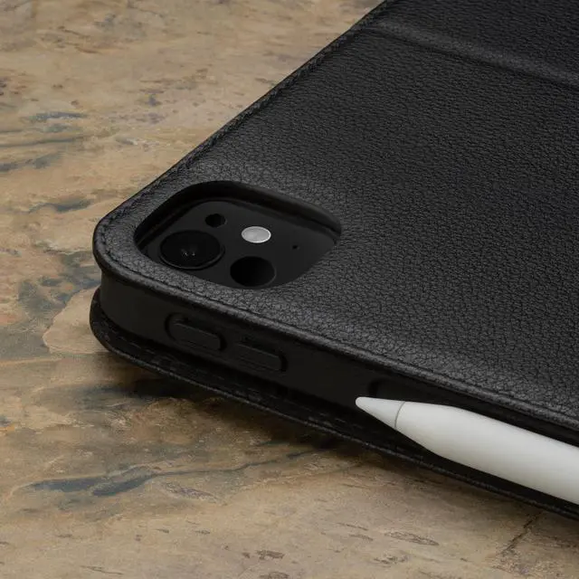Alt view image 5 of 5 - TORRO Case Compatible with iPad Pro 13" (2024) - Premium Leather iPad Pro 13" M4 Case with Stand Function, Apple Pencil Connectivity and Wake/Sleep Function (Black with Red Detail)
