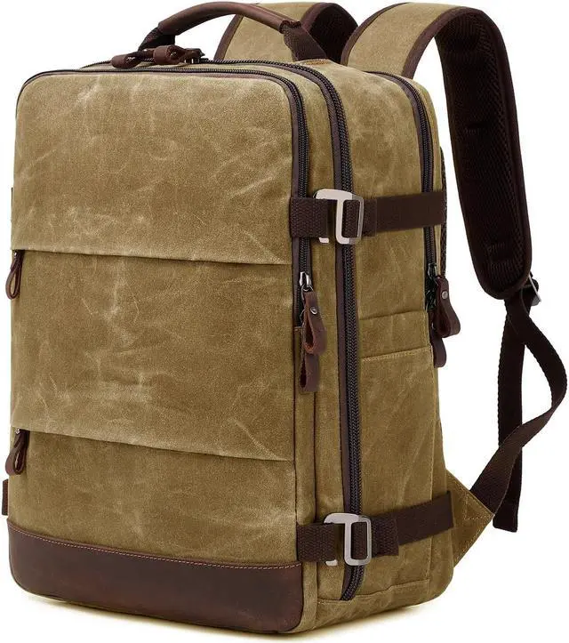 Main image of Travel Backpack for Men Carry On Backpack Flight Approved Personal Item Backpack, 17 inch Laptop Backpack Casual Daypack Weekender Business Hiking Backpack, Brown