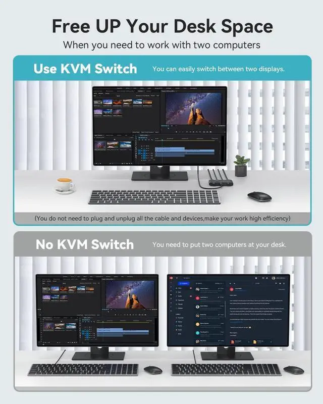 Alt view image 5 of 5 - Generic KVM Switch, Giimake KVM Switch HDMI,USB KVM Switch for 2 Computers Sharing One HD Monitor and Keyboard Mouse
