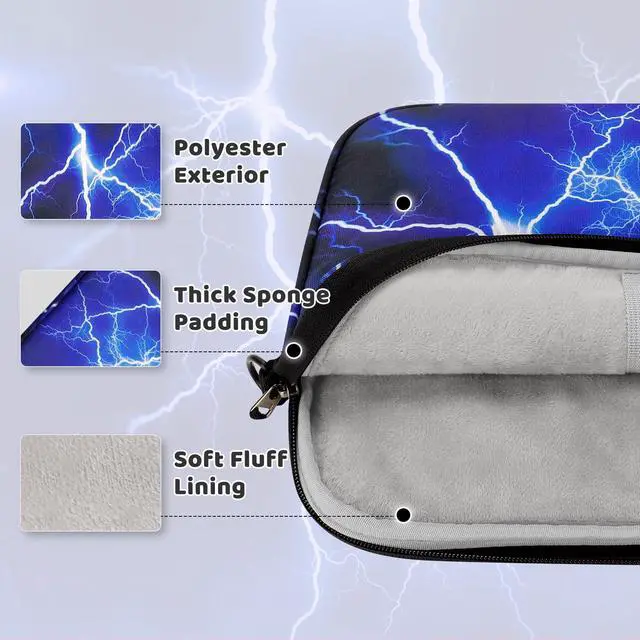 Alt view image 5 of 5 - Choco Mocha Kids Tablet Sleeve Bag for Boys, 12.5 Inch Tablet Carrying Case for Fire 7 8 10 HD 8 10, iPad Bag for Kid, Chromebook, Kindle Kids Edition, Lightning Blue