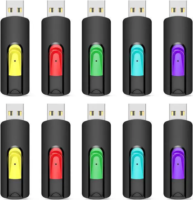 Main image of Aiibe 32GB Flash Drive 10 Pack 32GB USB Flash Drives Thumb Drive USB 2.0 Memory Stick Zip Drive USB Drives Bulk (32GB, 10 Pack, 5 Colors)