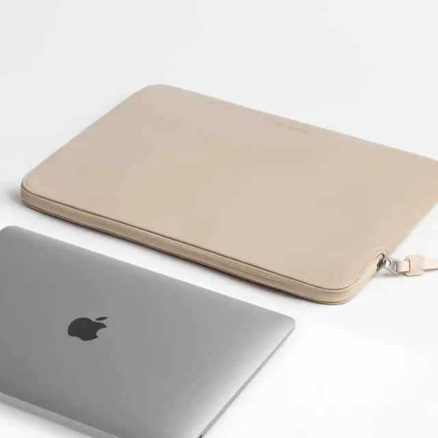 Alt view image 5 of 5 - Comfyable Leather Laptop Sleeve Compatible with 16 Inch MacBook Pro M4 2024 & 15 Inch MacBook Air M4 M3 M2 2025, Dark Beige