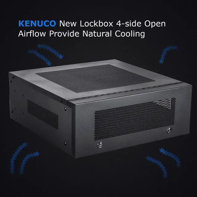 Alt view image 2 of 5 - Kenuco 4U Heavy Duty 16 Gauge Steel DVR Security Lockbox with Swing Open Top (19'' x 13.4'' x 7'' 4U)