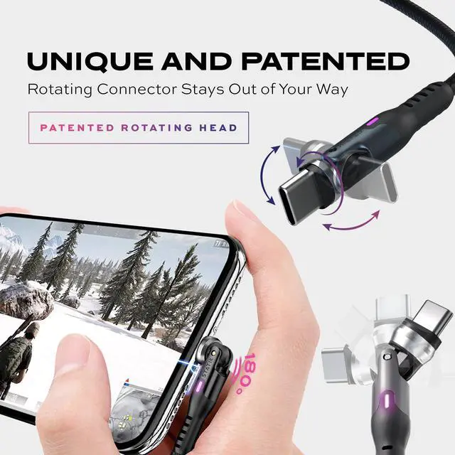 Alt view image 2 of 5 - Statik 3 Pack 3FT/1M USB A to USB C Cable, Right Angle Rotating Head, 15W Fast Charging, Data Transfer, Compatible with iPhone, Galaxy, Pixel, MacBook