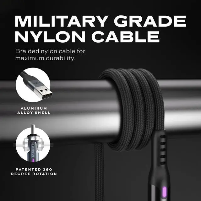 Alt view image 3 of 5 - Statik 3 Pack 3FT/1M USB A to USB C Cable, Right Angle Rotating Head, 15W Fast Charging, Data Transfer, Compatible with iPhone, Galaxy, Pixel, MacBook