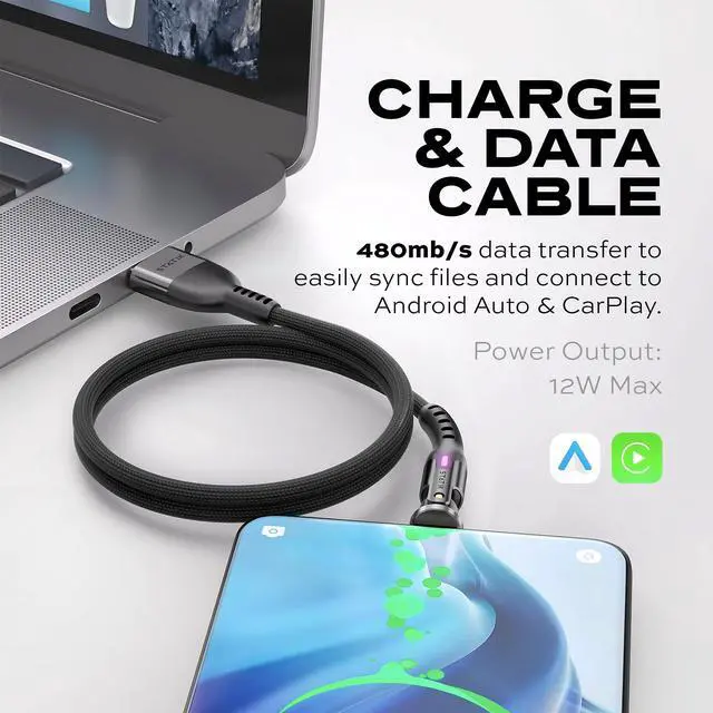 Alt view image 5 of 5 - Statik 3 Pack 3FT/1M USB A to USB C Cable, Right Angle Rotating Head, 15W Fast Charging, Data Transfer, Compatible with iPhone, Galaxy, Pixel, MacBook