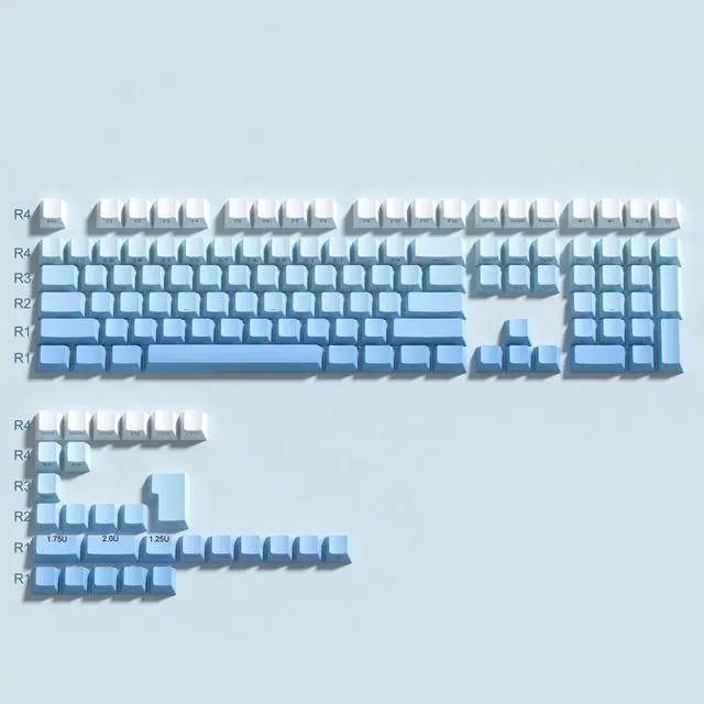 Alt view image 2 of 5 - dagaladoo Shine Through Key Cap Set, Double Shot PBT Key Cap,Gradient Blue Keycaps, Cherry Profile Custom Key Cap Bundle with Topographic map XXL White Mouse pad Rubber mat