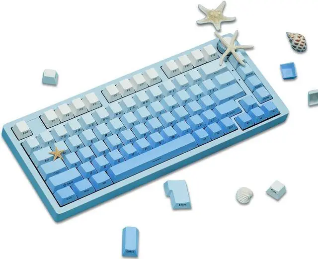 Alt view image 5 of 5 - dagaladoo Shine Through Key Cap Set, Double Shot PBT Key Cap,Gradient Blue Keycaps, Cherry Profile Custom Key Cap Bundle with Topographic map XXL White Mouse pad Rubber mat