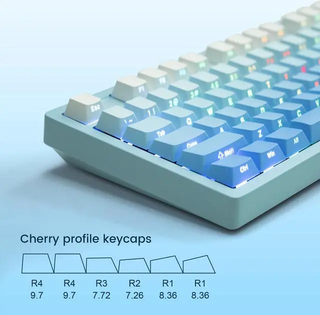 Alt view image 3 of 5 - dagaladoo Shine Through Key Cap Set, Double Shot PBT Key Cap,Gradient Blue Keycaps, Cherry Profile Custom Key Cap Bundle with Topographic map XXL White Mouse pad Rubber mat