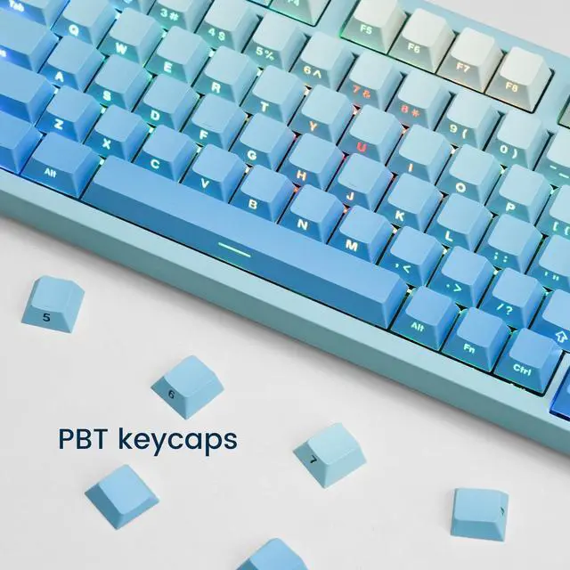 Alt view image 4 of 5 - dagaladoo Shine Through Key Cap Set, Double Shot PBT Key Cap,Gradient Blue Keycaps, Cherry Profile Custom Key Cap Bundle with Topographic map XXL White Mouse pad Rubber mat