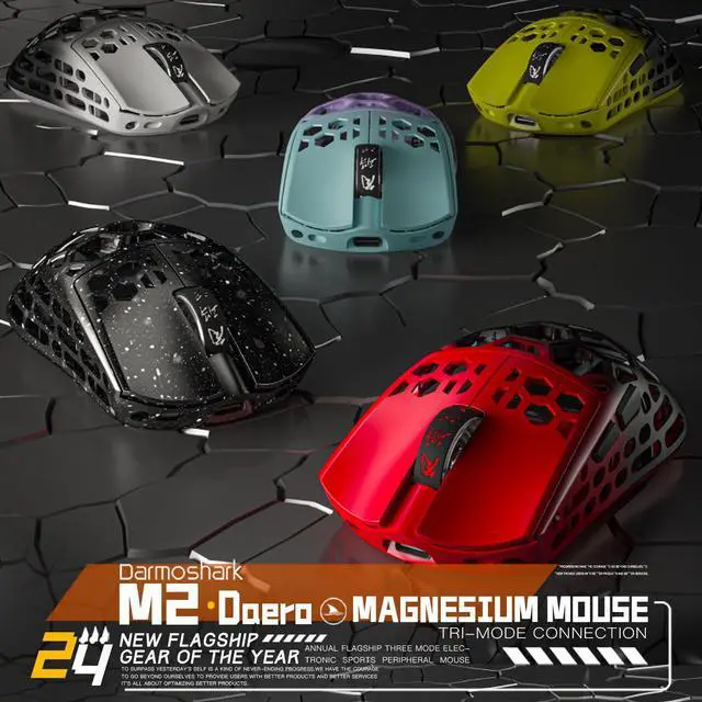 Alt view image 2 of 5 - Darmoshark M2 Wireless Gaming Mouse,Tri-Mode 4K/USB-C/Bluetooth Mouse Up to 26000DPI,PAW3395 Optical Sensor Lightweight 42g,5 programmable Button 500MAh Battery Life,Computer Mouse for Laptop,PC(RED)