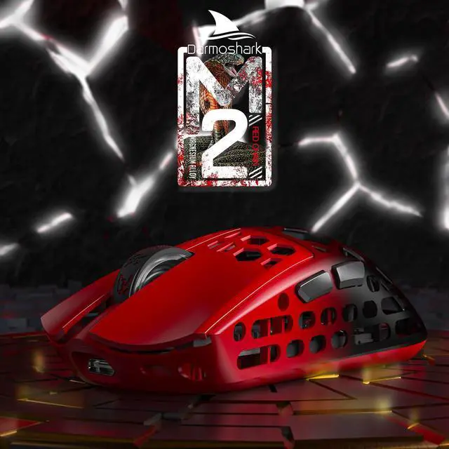 Alt view image 5 of 5 - Darmoshark M2 Wireless Gaming Mouse,Tri-Mode 4K/USB-C/Bluetooth Mouse Up to 26000DPI,PAW3395 Optical Sensor Lightweight 42g,5 programmable Button 500MAh Battery Life,Computer Mouse for Laptop,PC(RED)