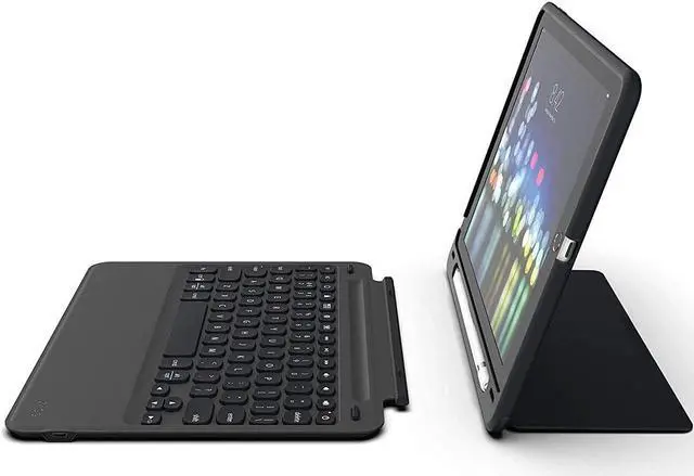 Main image of ZAGG Slimbook Go | iPad Keyboard Case for 9.7-Inch iPad (2018, 2017) | Ultra-Slim & Light | Rotatable | Detachable | Pair 2 Devices | Bluetooth Wireless | Backlit 7 Color (Black)