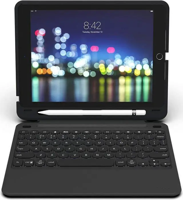 Alt view image 2 of 5 - ZAGG Slimbook Go | iPad Keyboard Case for 9.7-Inch iPad (2018, 2017) | Ultra-Slim & Light | Rotatable | Detachable | Pair 2 Devices | Bluetooth Wireless | Backlit 7 Color (Black)