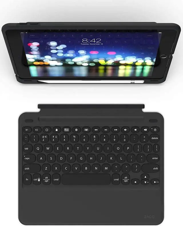 Alt view image 3 of 5 - ZAGG Slimbook Go | iPad Keyboard Case for 9.7-Inch iPad (2018, 2017) | Ultra-Slim & Light | Rotatable | Detachable | Pair 2 Devices | Bluetooth Wireless | Backlit 7 Color (Black)