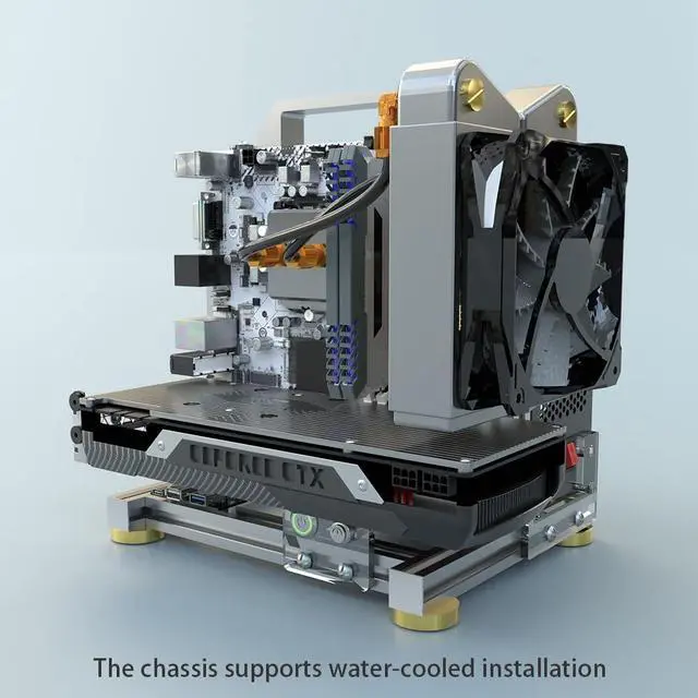 Alt view image 3 of 5 - DIY Open Frame PC Chassis, Aluminum Computer Case, Supports ITX Motherboard, Excellent Cooling, Type-C Support