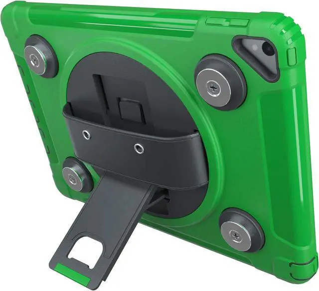 Alt view image 3 of 5 - Magnetic Case for iPad 7/8/9 Gen - CTA Hard Kickstand Case with Magnetic Mounting Plates and Carry On Strap for iPad 7/8/9th Generation - Green