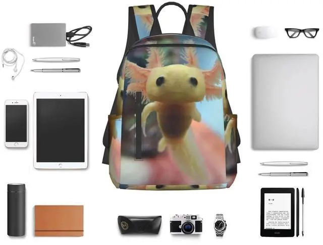 Alt view image 4 of 5 - bassyil Cute Axolotl Backpack Bookbag Laptop Backpacks Multipurpose Daypack For Boys Girls School Men Women Picnic Travel Hiking