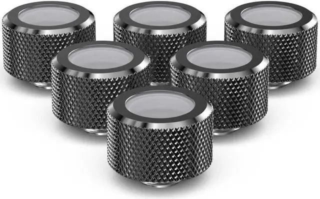 Main image of PrimoChill 16mm OD Rigid SX Fitting - 6 Pack - Dark Nickel