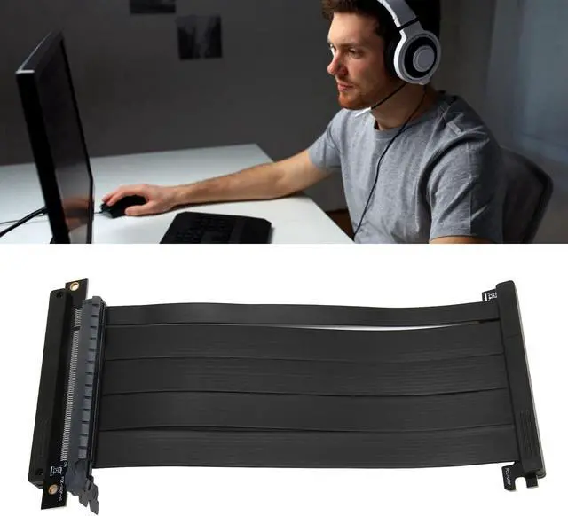 Alt view image 2 of 5 - Riser Cable PCIE 4.0 x16 High Speed Flexible Extender Card Extension Port, 90 Degree Adapter, Compatible with RTX3090, RTX3080ti, RTX3080, RTX3070ti, RTX3070, RTX3060ti